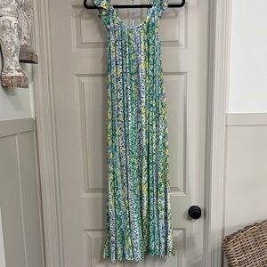 LOFT Floral Dress with Blue and Yellow Accents
